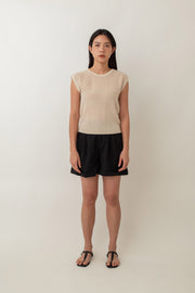 Freya is your go-to for easy, everyday style. It has a cozy ribbed texture and a bit of stretch, making it incredibly comfy and flattering. The top features simple cap sleeves and a cute keyhole detail at the back. You can easily pair it with just about anything in your wardrobe.